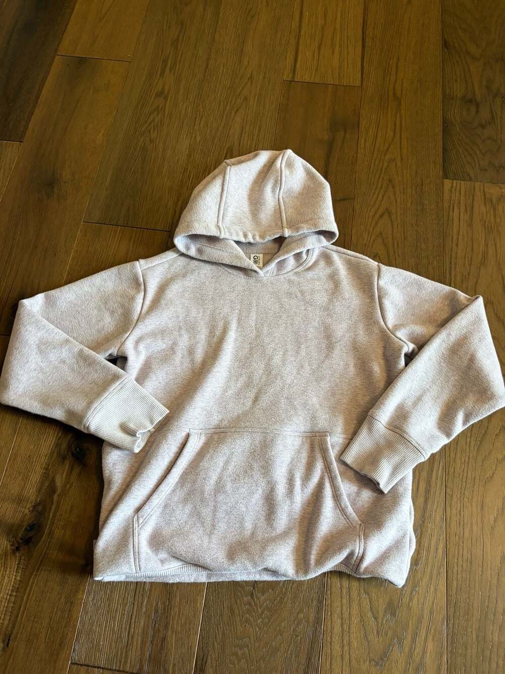 Athleta Girl Hoodie Size L 12 Pink Heathered Pullover Sweatshirt